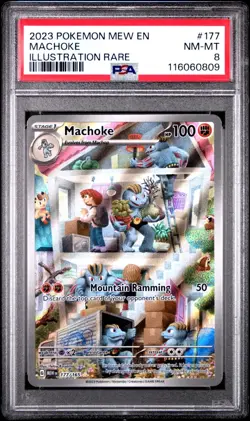 2023 POKEMON MEW EN-151 ILLUSTRATION RARE #177 MACHOKE PSA 8 - Image 1