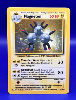 1999 Pokemon Base Set Unlimited Magneton Holo Rare 9/102 NM - Image 1
