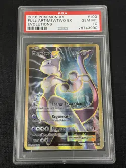 2016 Pokemon XY Evolutions Mewtwo EX PSA 10 MINT - Ultra Rare Full Art #103 - Image 1