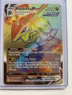 Pokemon Evolving Skies Rayquaza VMax Full Art 217/203 Rainbow Secret Rare Mint - Image 1