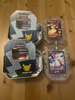 Pokemon 25th Anniversary Celebrations Tin Charizard & Sylveon V EMPTY No Packs - Image 2
