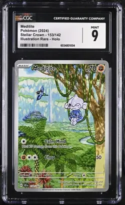 Pokemon English Meditite 153/142 2024 Stellar Crown - SCR EN Illustration Rare H - Image 1