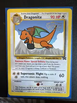 Pokemon 1999 Dragonite Black Star Promo #5 Kids WB First Movie - Image 1