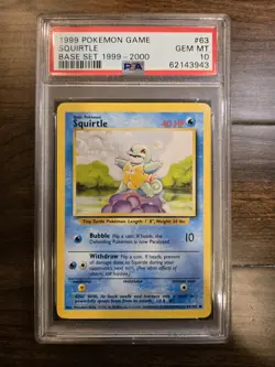 1999 Pokemon Game Squirtle #63 PSA 10 Base Set - Image 1