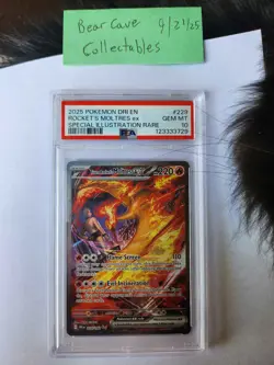 POKEMON 2025 SV10 DESTINED RIVALS TEAM ROCKET'S MOLTRES EX 229/182 PSA 10 - Image 1
