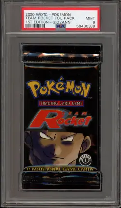 Pokemon Team Rocket 1st Edition Giovanni Art Sealed Booster Pack PSA 9 Mint - Image 1