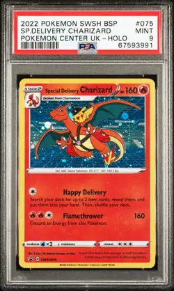 Pokemon PSA 9 Special Delivery Charizard SWSH075 Sword & Shield Promo 2022 - Image 1