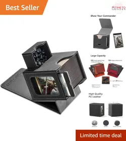 Card Deck Box for MTG Commander Faux Leather Fits 100 Double-Sleeved Cards - Image 1