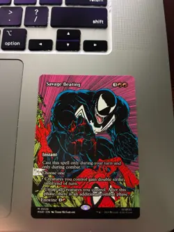 SAVAGE BEATING (Borderless) - Mythic - Marvel Eternal-Legal (MAR) - MTG - NM Pre - Image 1