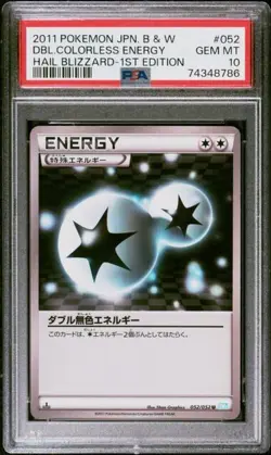 POP 1! PSA 10 2011 POKEMON JAPANESE B&W HAIL BLIZZARD DBL COLORLESS ENERGY 1ST - Image 1