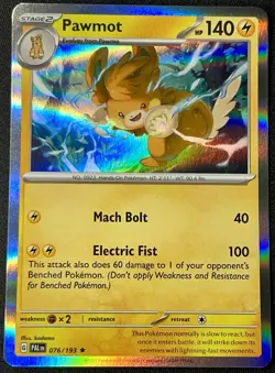 PAWMOT 076/193 Pokemon Pladea Evolved SV02 Holo Rare Card NM - Image 1