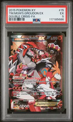 2015 POKEMON XY DOUBLE CRISIS #15 FULL ART/TEAM MAGMA'S GROUDON EX PSA 5 - Image 1