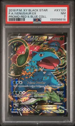 2016 POKEMON XY BLACK STAR PROMO RED & BLUE COLL FULL ART/VENUSAUR EX PSA 7 - Image 1