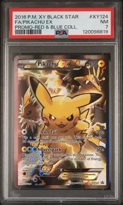 2016 POKEMON XY BLACK STAR PROMO RED & BLUE COLL FULL ART/PIKACHU EX PSA 7 - Image 1