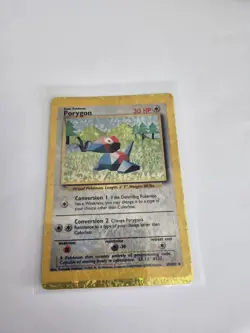Porygon Base Set 39/102 HOLO Prism Vintage Pokemon Sticker Card Slight Crease - Image 1