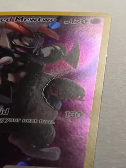 Pokemon SM228 Armored Mewtwo Sun & Moon Black Star Promo Cosmos Holo *Creased* - Image 2