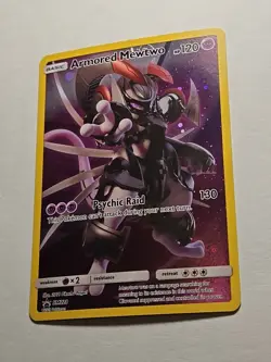 Pokemon SM228 Armored Mewtwo Sun & Moon Black Star Promo Cosmos Holo *Creased* - Image 3