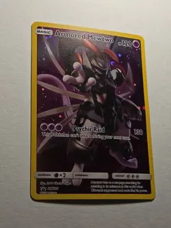 Pokemon SM228 Armored Mewtwo Sun & Moon Black Star Promo Cosmos Holo *Creased* - Image 4