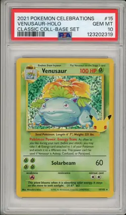 2021 Pokemon Celebrations Venusaur Holo Classic Collection #15 PSA 10 - Image 1