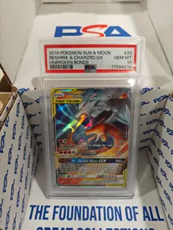 Pokemon Reshiram & Charizard GX 20/214 Unbroken Bonds 2019 - PSA 10 GEM MINT - Image 1