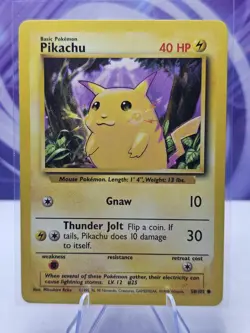 Pokemon TCG Pikachu Base Set 58/102 Regular Unlimited Common NM - Image 1