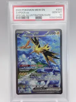 Pokemon Zapdos EX TCG Scarlet & Violet 151 Sir Holo Card 202/165 PSA 10 Gem Mint - Image 1