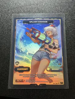 Vcard Awakened Worlds 1st Edition - Splash Damage - Support Card Secret Rare - Image 1