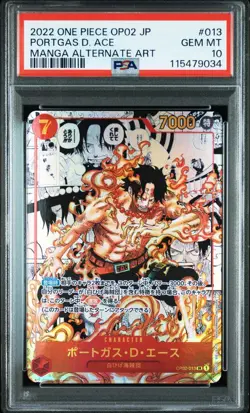 Portgas D Ace PSA10 Comic Parallel SR Red OP02 013 One Piece Card - Image 1