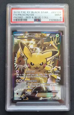 Pokemon XY Pikachu EX XY124 Promo Red & Blue Collection PSA 9 Mint - Image 1