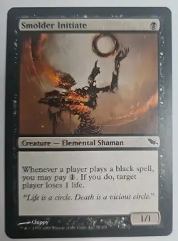 MTG Magic The Gathering Card Smolder Initiate Creature Elemental Shaman Black - Image 1