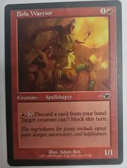 MTG Magic The Gathering Card Bola Warrior Creature Spellshaper Red Nemesis - Image 1