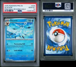 2025 POKEMON PRE EN-PRISMATIC EVOLUTIONS POKE BALL REVERSE HOLO GLACEON PSA 10 - Image 3