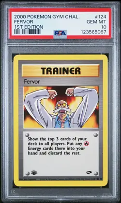 2000 POKEMON GYM CHALLENGE 1ST ED #124 FERVOR PSA 10 - Image 1