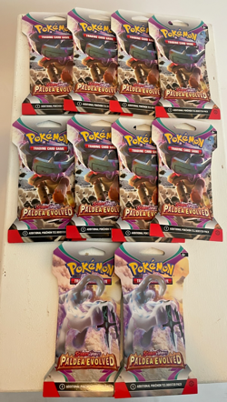 Pokemon TCG 10x Paldea Evolved Sleeved Booster Pack LOT!! 10qty Sleeved Boosters - Image 1
