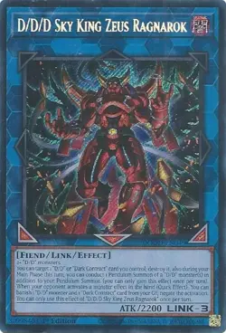 D/D/D Sky King Zeus Ragnarok Secret Rare 1st Edition Yugioh - Image 1
