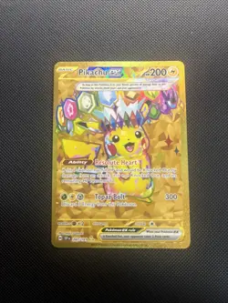 Pokemon TCG Pikachu EX Gold Full Art Hyper Rare Card 247/191 Surging Sparks - Image 1