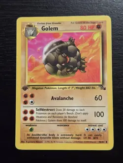 Golem 36/62 Fossil Regular 1st Edition Pokemon Card - Image 1
