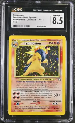 CGC 8.5 Typhlosion 2000 Neo Genesis Spanish 17/111 Holo SWIRL Pokemon Card - Image 1