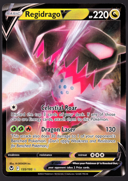 Regidrago V 135/195 Silver Tempest Holo Pokemon TCG Card NM - Image 1