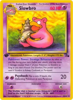 Slowbro 43/62 Uncommon Fossil 1st Edition Non Holo Pokemon Card - Image 1