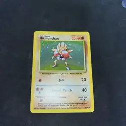 Pokemon TCG Hitmonchan Base Set Holo Unlimited Rare Card 7/102 Vintage Nm/lp - Image 1