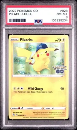 PIKACHU #028 PSA 8 • 2022 POKEMON GO HOLO • FAST SHIP - Image 1