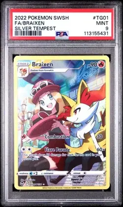 BRAIXEN #TG01 PSA 9 • 2022 Pokemon Full Art Trainer Gallery Silver Tempest - Image 1