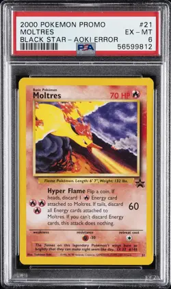 2000 POKEMON PROMO BLACK STAR TOSHINAO AOKI ERR #21 MOLTRES PSA 6 - Image 1