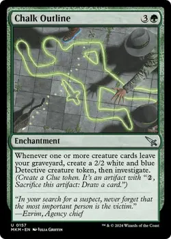Chalk Outline 157 MKM MTG Green Enchantment Detective Uncommon EN Griffin - Image 1
