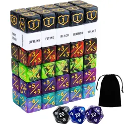 63 Pieces MTG Dice Counters Bulk Ability Keywords MTG Tokens Shield Life Coun... - Image 1