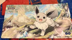 POKEMON GO Radiant EEVEE PLAYMAT 14x24" TCG Mat Rubber Backing Anti Slip - Image 1