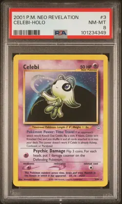 PSA 8 Celebi 3/64 Neo Revelation Holo Pokemon Card - Image 1
