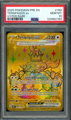 Pokemon Prismatic Evolutions Terapagos EX Gold Hyper Rare 180/131 PSA 10 - Image 1