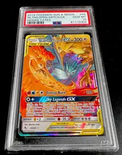 2019 POKEMON SUN & MOON HIDDEN FATES 44 MOLTRES & ZAPDOS & ARTICUNO GX PSA 10 - Image 2